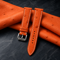 Orange Ostrich Leather Watch Strap
