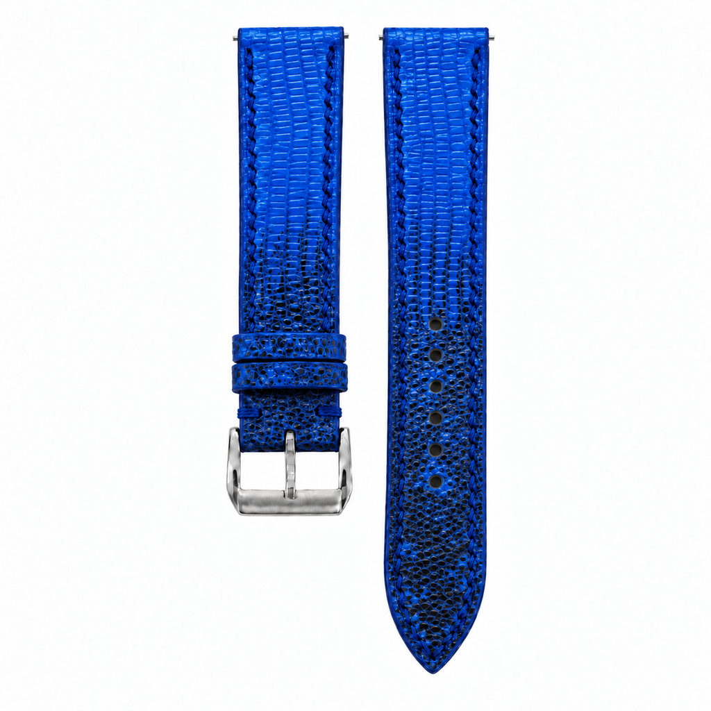 Blue Black Lizard Leather Watch Strap