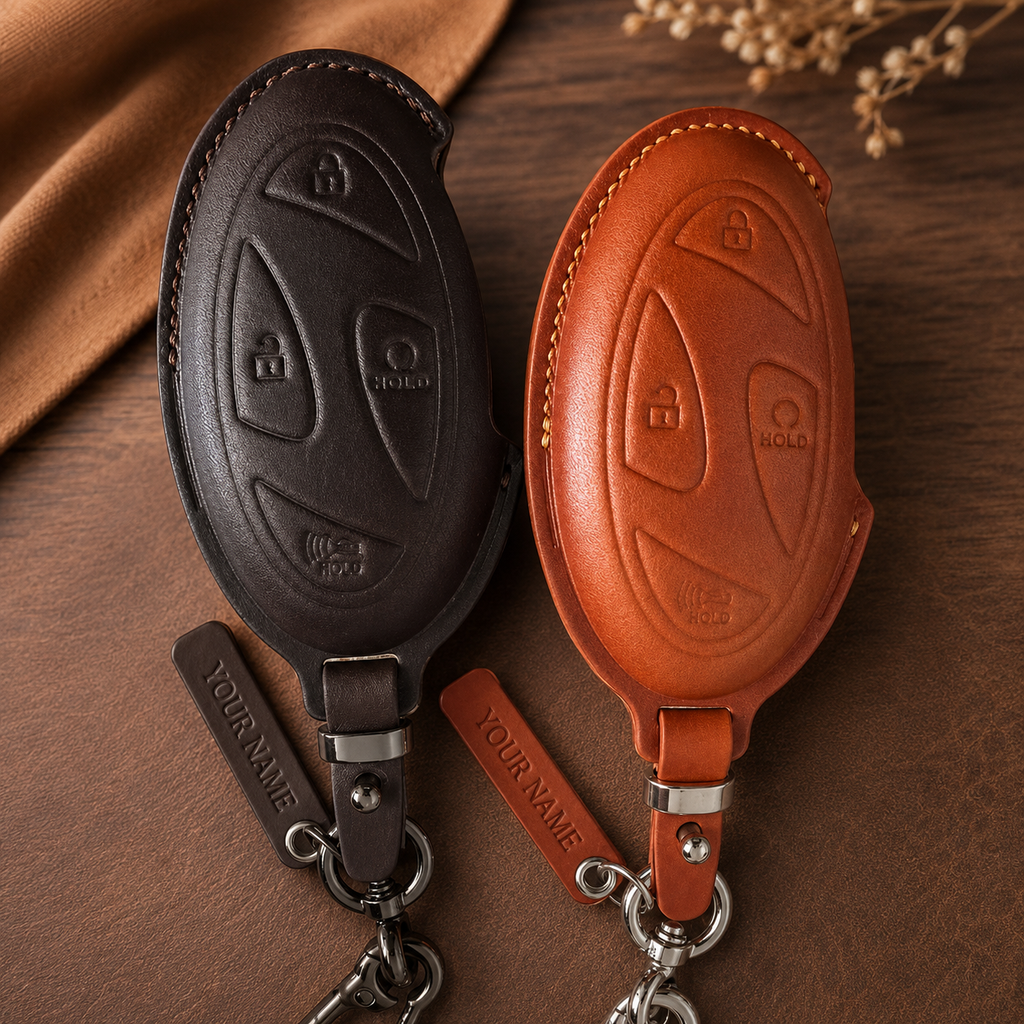 Custom Leather Key Fob Cover Compatible with Hyundai Tucson, Santa Fe, IONIQ 5, IONIQ 6