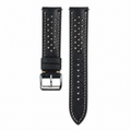 Flat Black Beige Racing Holes Rally Epsom Leather Watch Strap