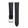 Flat Black Lizard Leather Watch Strap - Black Stitch