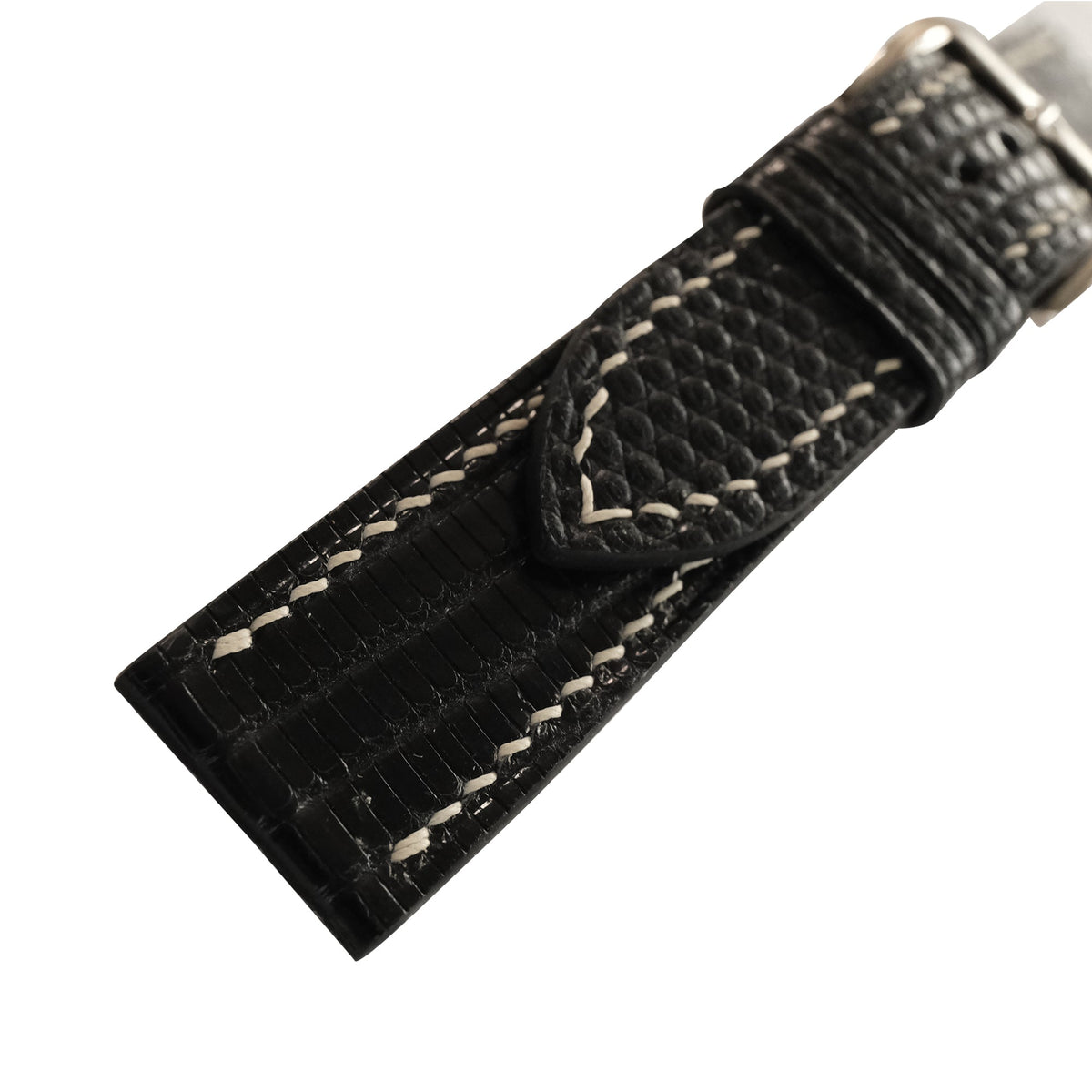 Flat Black Lizard Leather Watch Strap