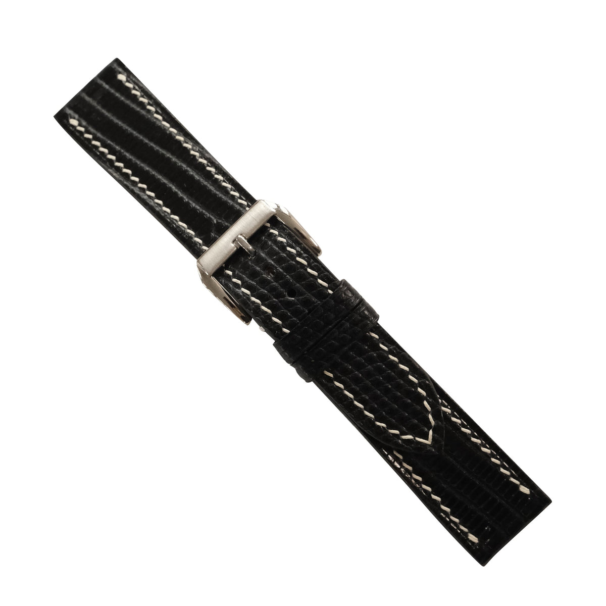Flat Black Lizard Leather Watch Strap