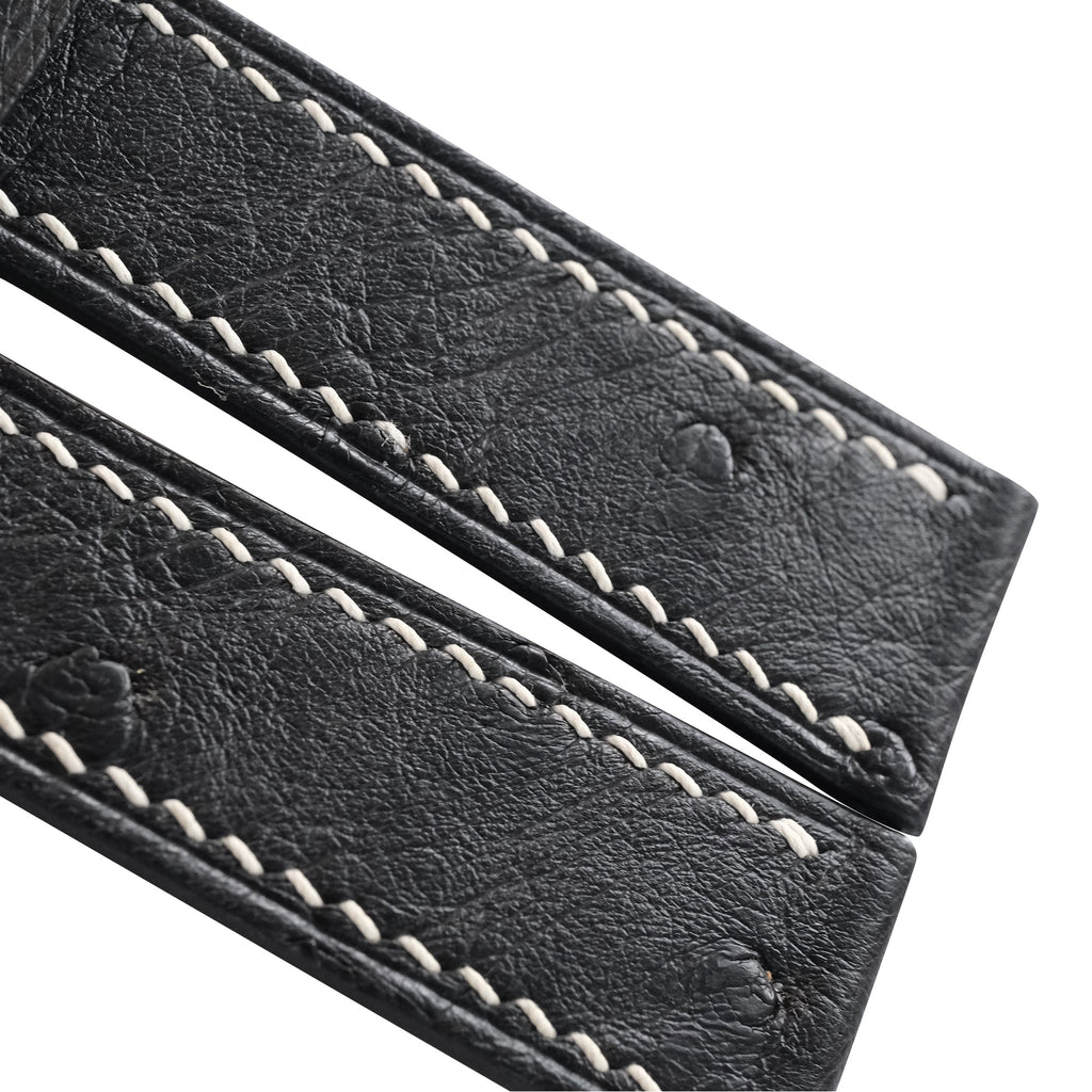 Flat Black Ostrich Leather Watch Strap