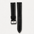 Flat Black Shark Leather Watch Strap