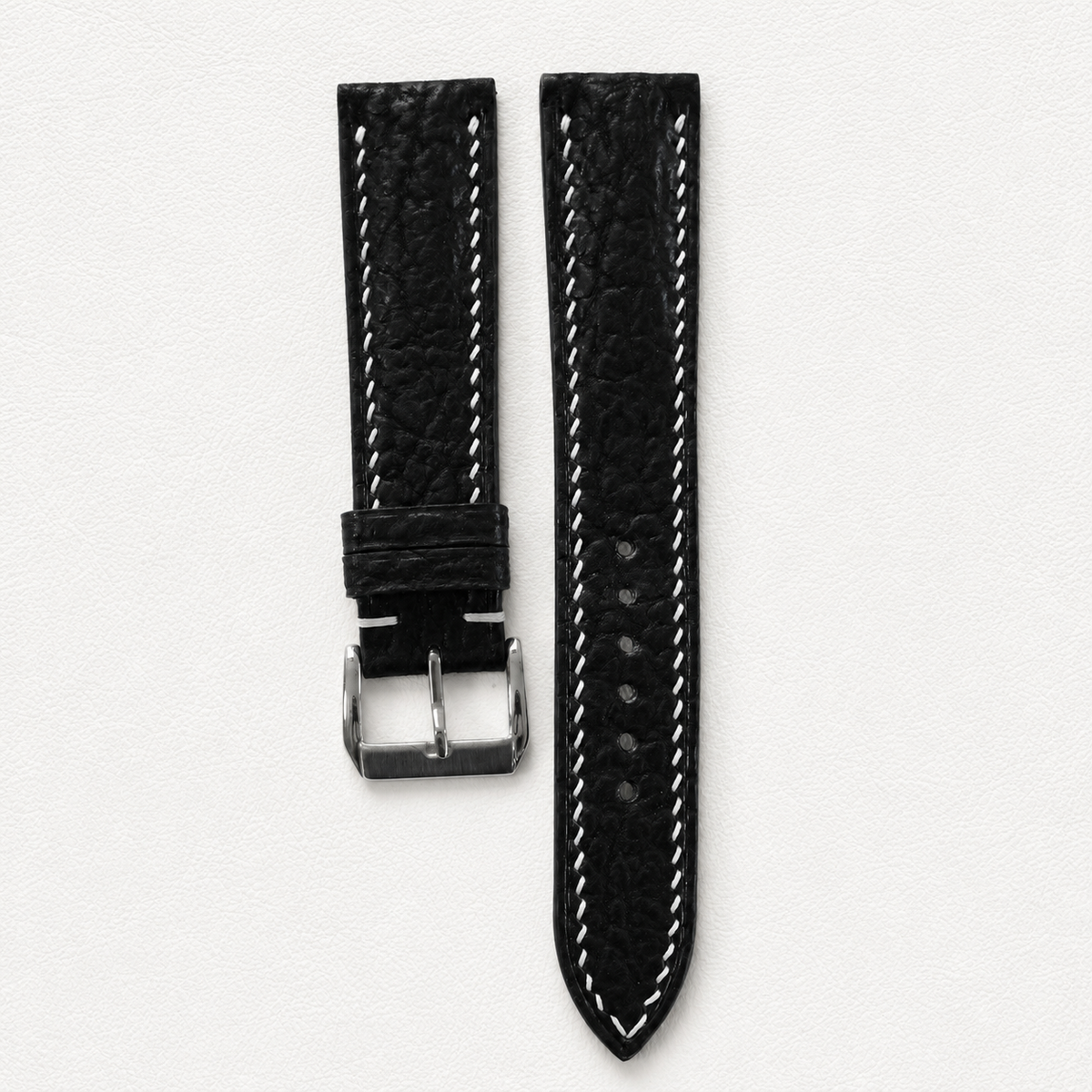 Flat Black Shark Leather Watch Strap