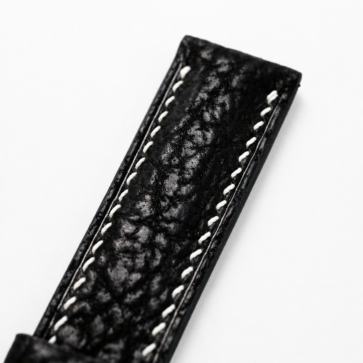 Flat Black Shark Leather Watch Strap