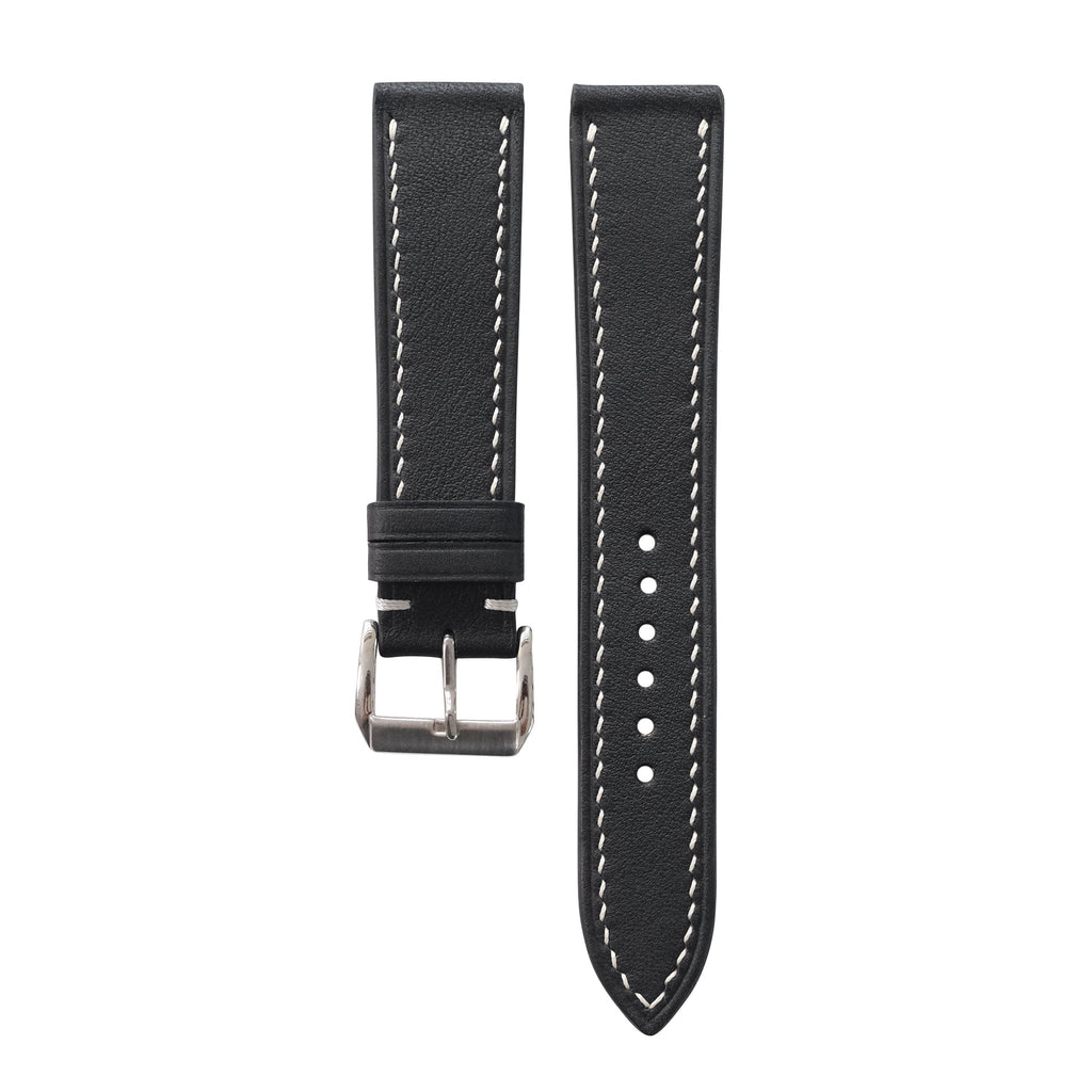 Flat Black Swift Leather Watch Strap