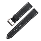 Flat Black Swift Leather Watch Strap
