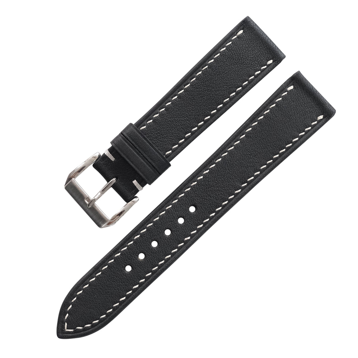 Flat Black Swift Leather Watch Strap