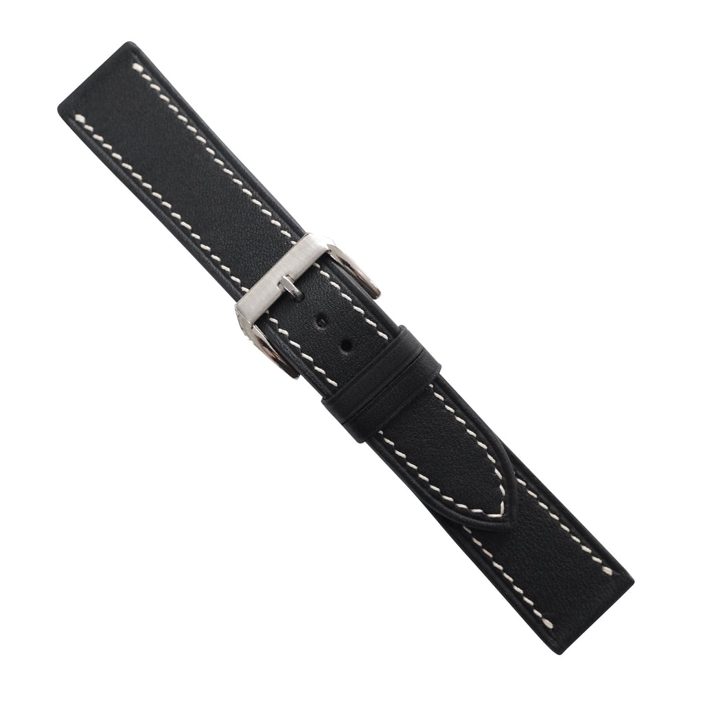 Flat Black Swift Leather Watch Strap