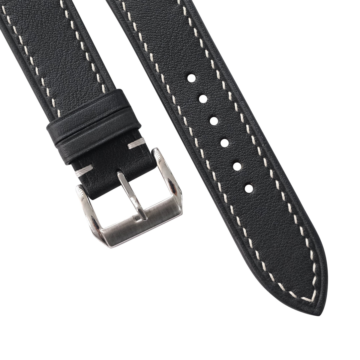 Flat Black Swift Leather Watch Strap
