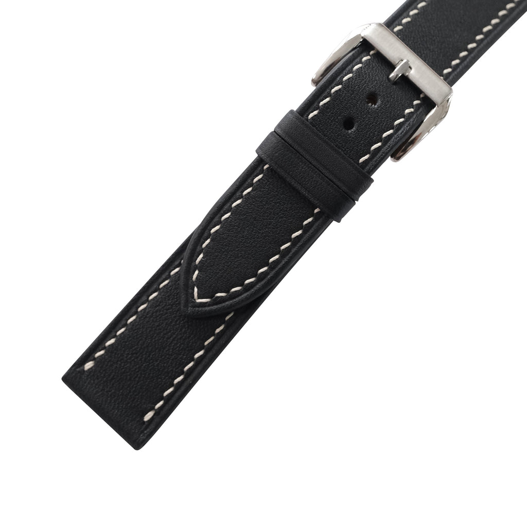 Flat Black Swift Leather Watch Strap