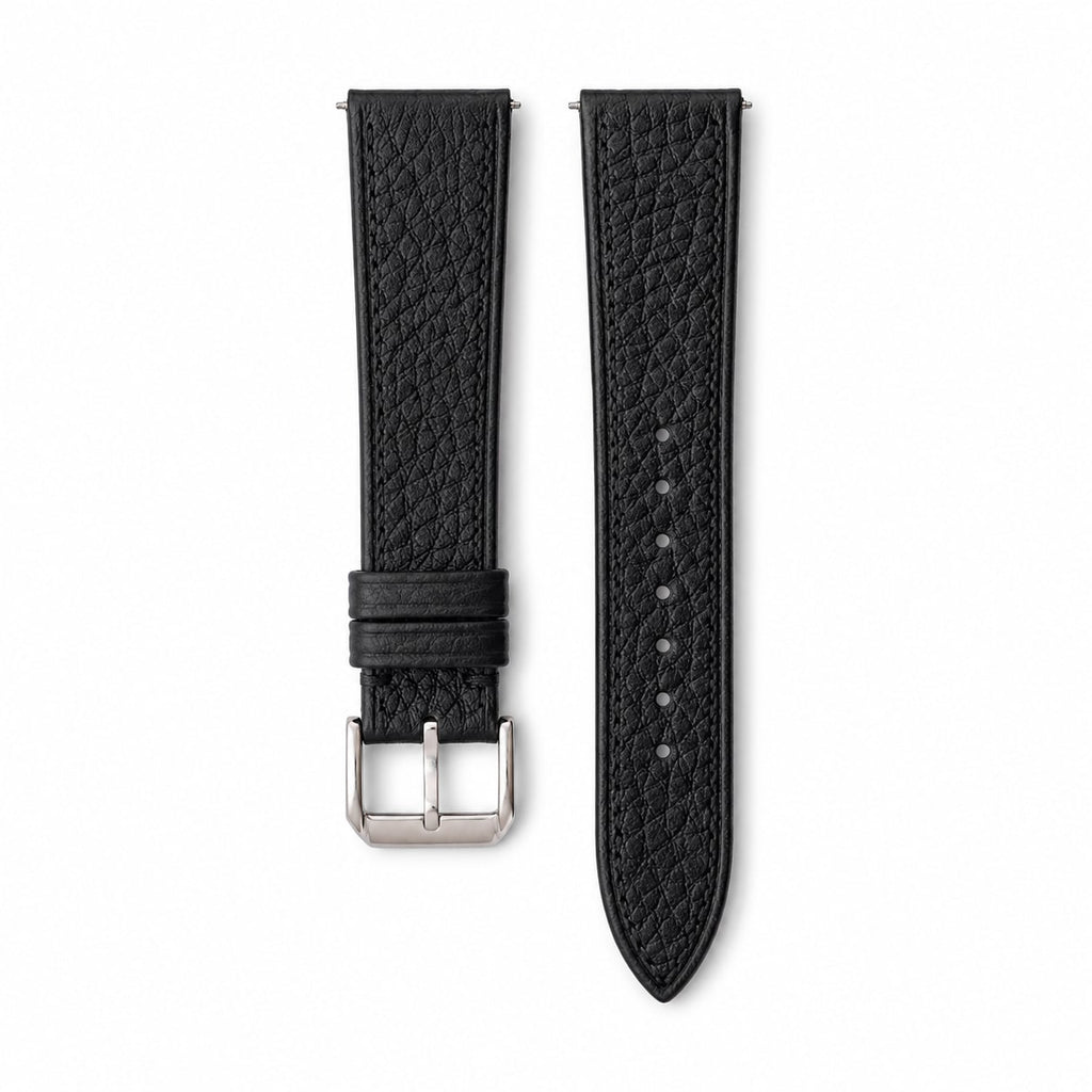 Flat Black Togo Leather Watch Strap