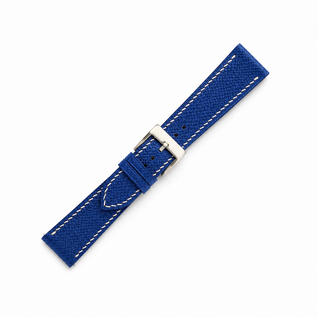 Flat Blue Epsom Leather Watch Strap