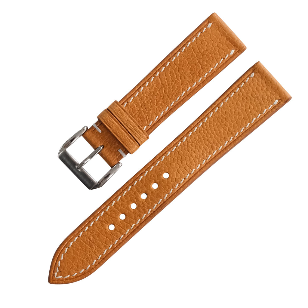 Flat Caramel Smooth Ostrich Leather Watch Strap