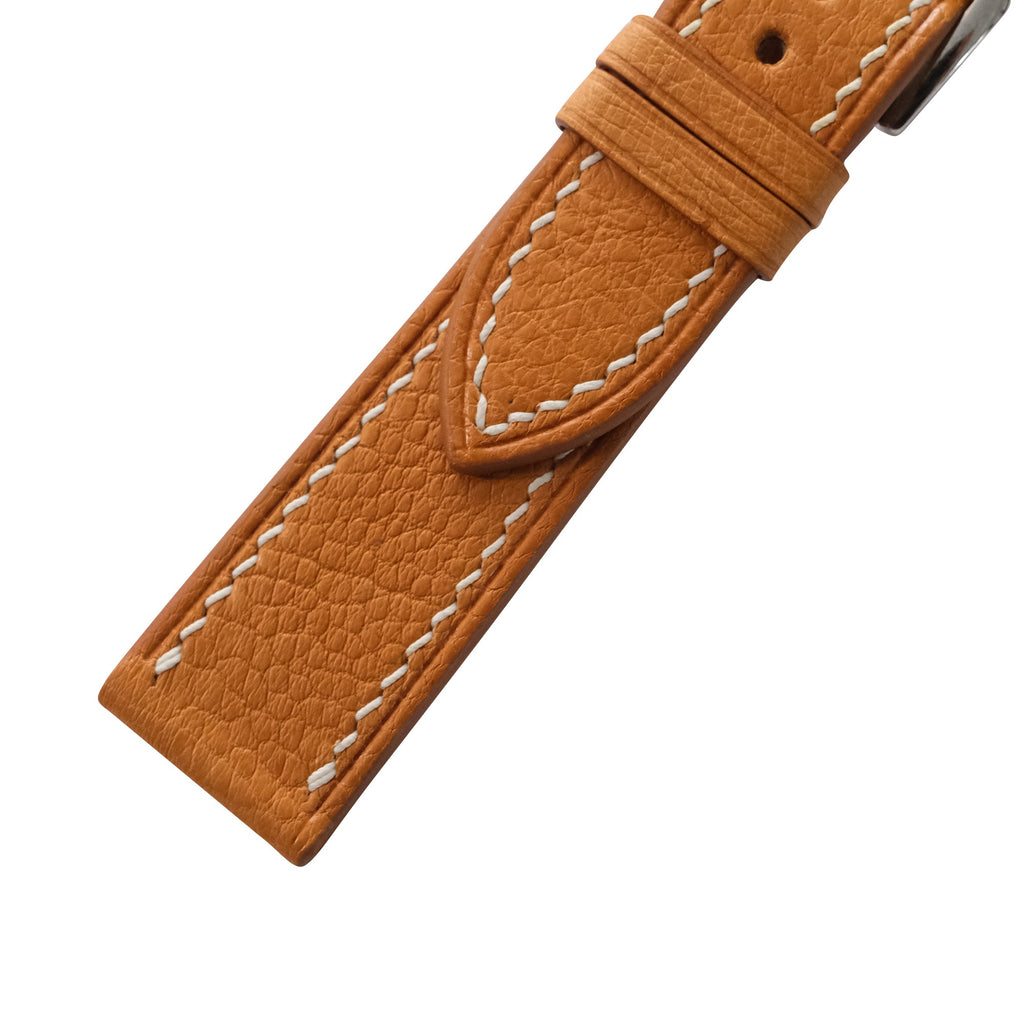 Flat Caramel Smooth Ostrich Leather Watch Strap