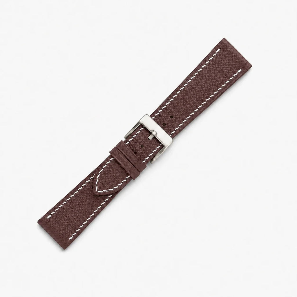 Flat Burgundy Epsom Leather Watch Strap