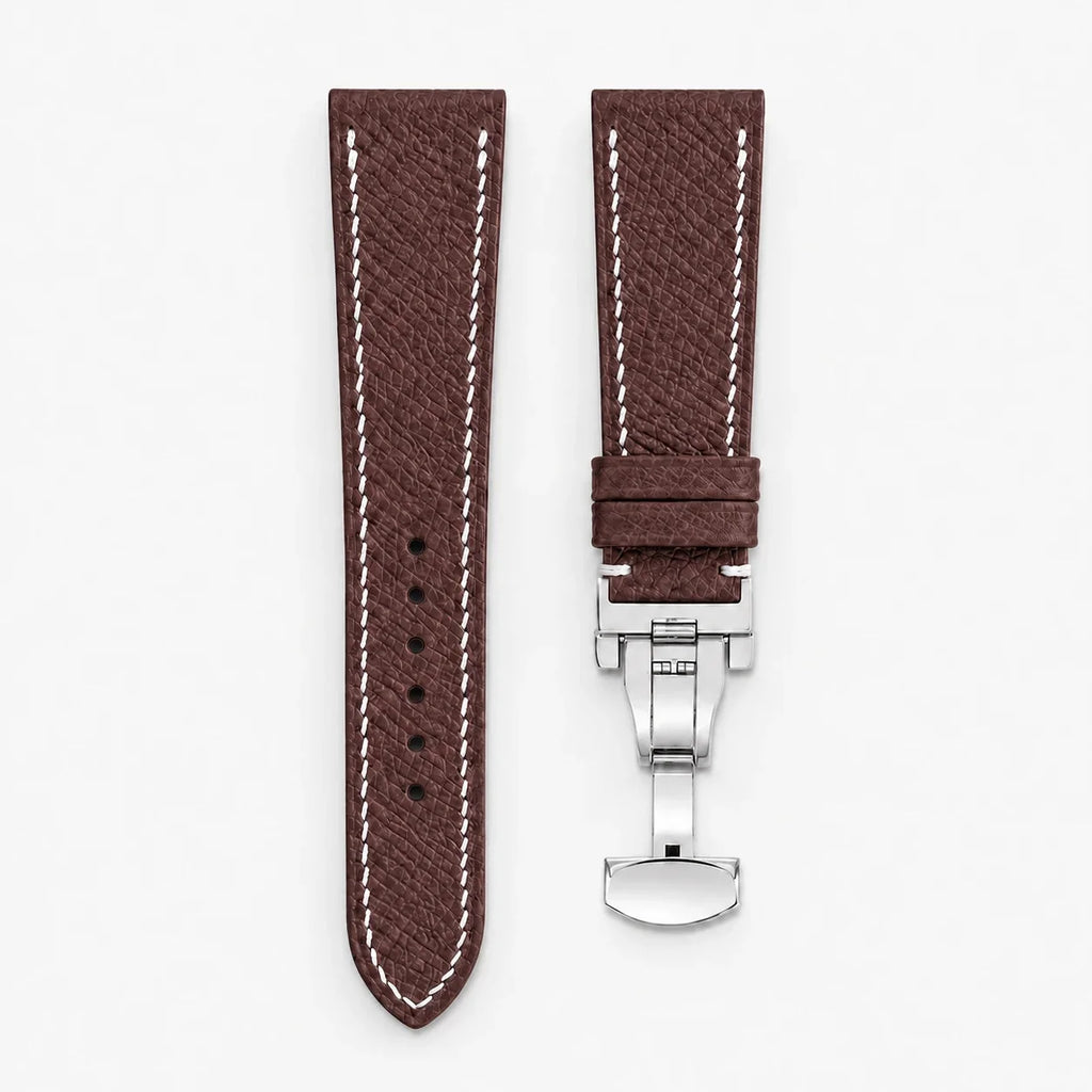 Flat Burgundy Epsom Leather Watch Strap