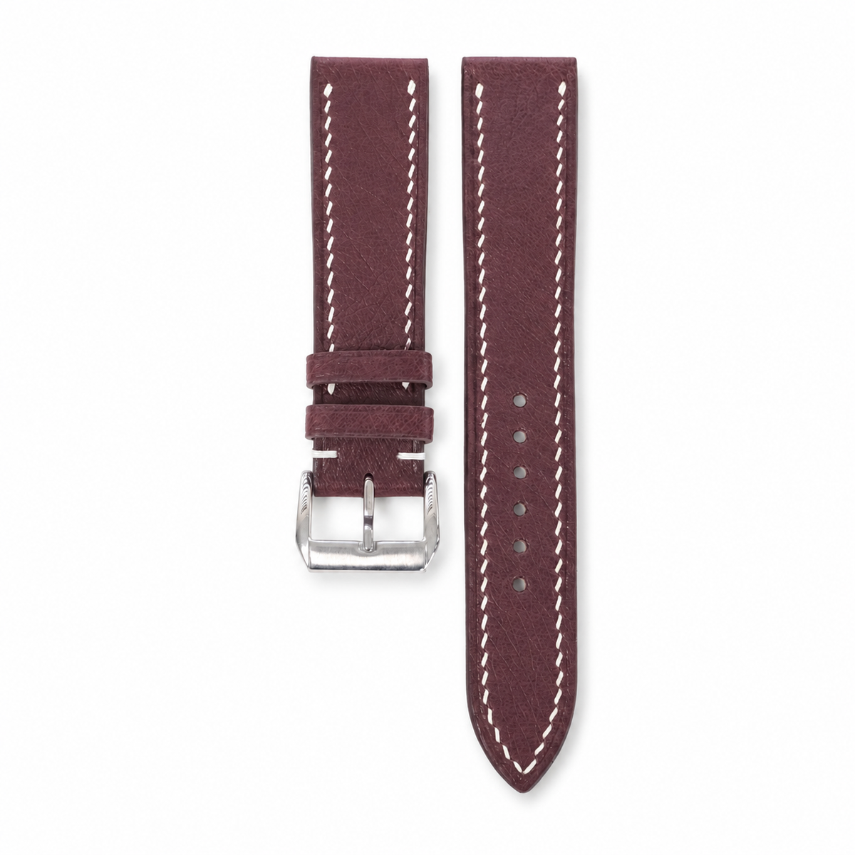 Flat Burgundy Swift Leather Watch Strap