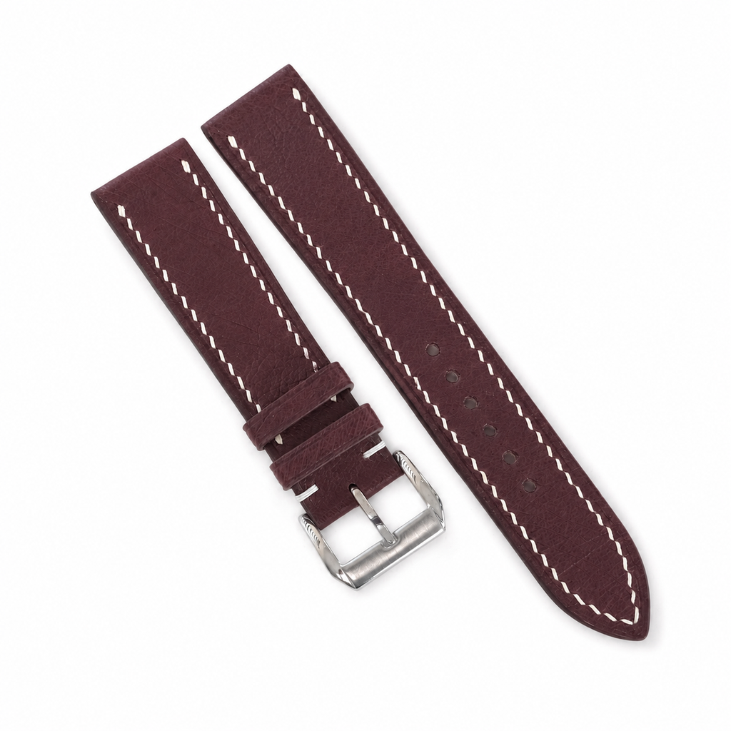 Flat Burgundy Swift Leather Watch Strap