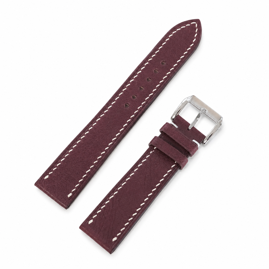 Flat Burgundy Swift Leather Watch Strap