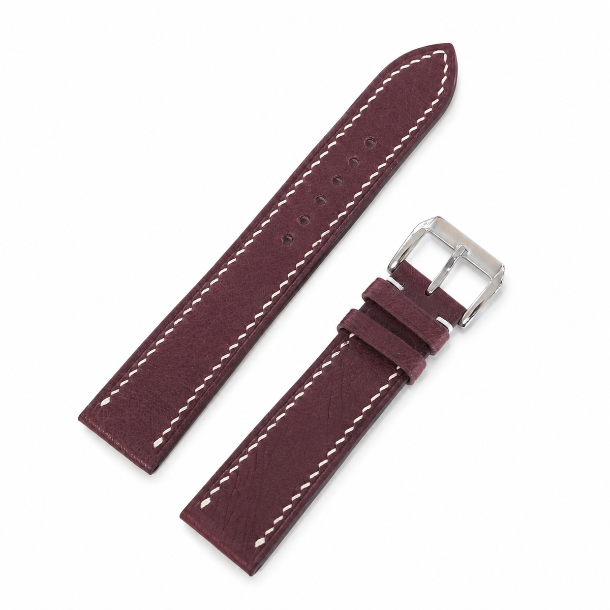Flat Burgundy Swift Leather Watch Strap