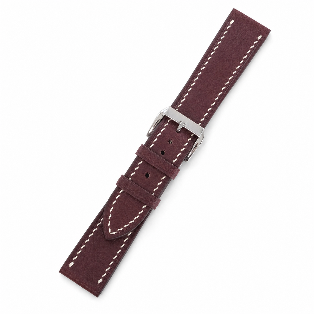 Flat Burgundy Swift Leather Watch Strap
