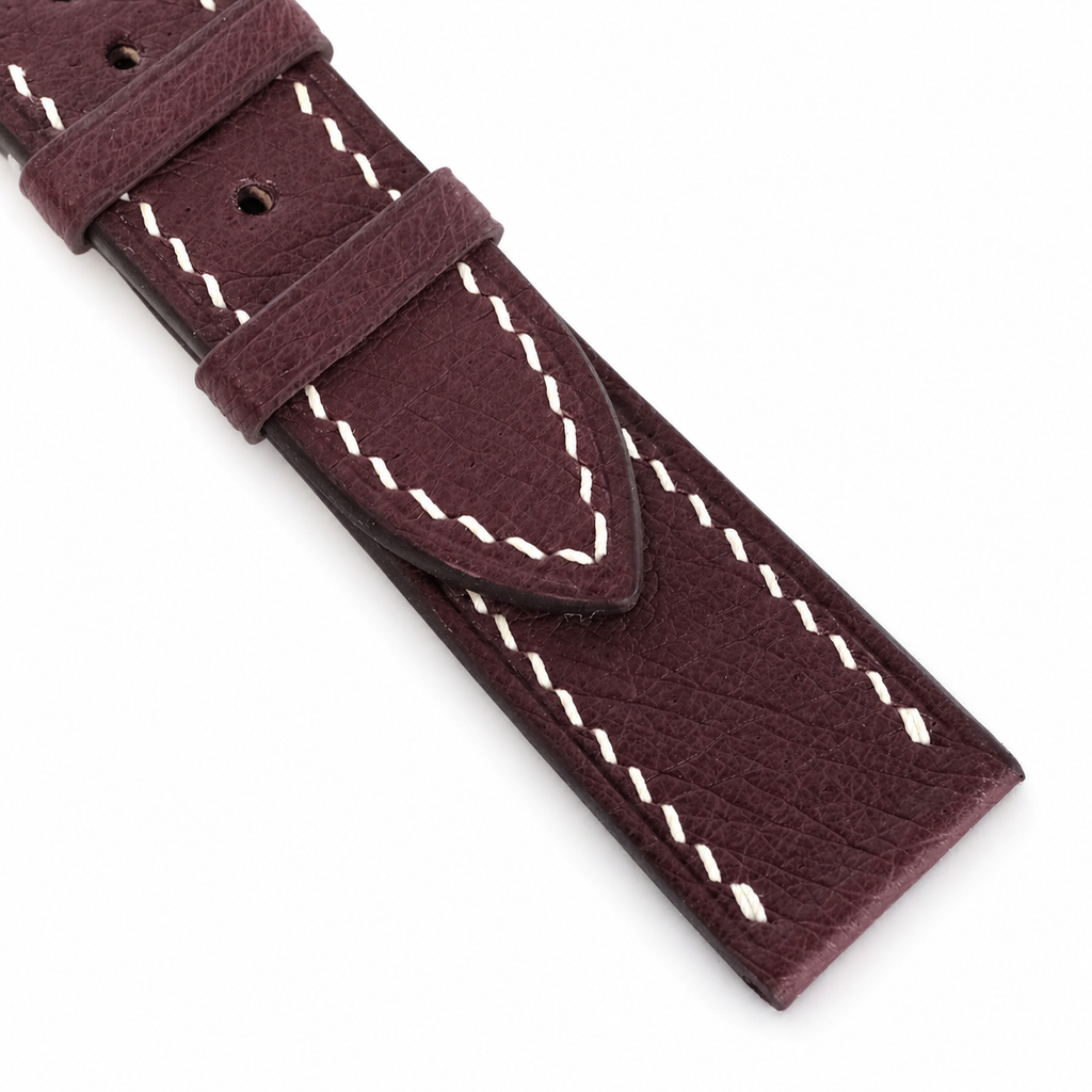 Flat Burgundy Swift Leather Watch Strap