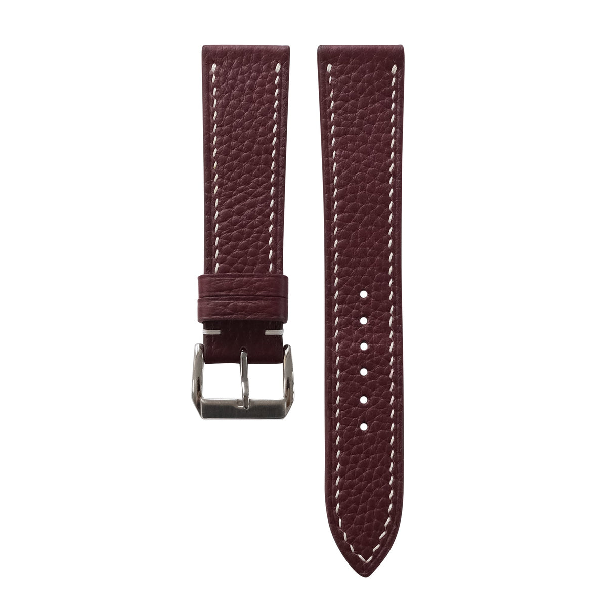 Flat Burgundy Togo Leather Watch Strap