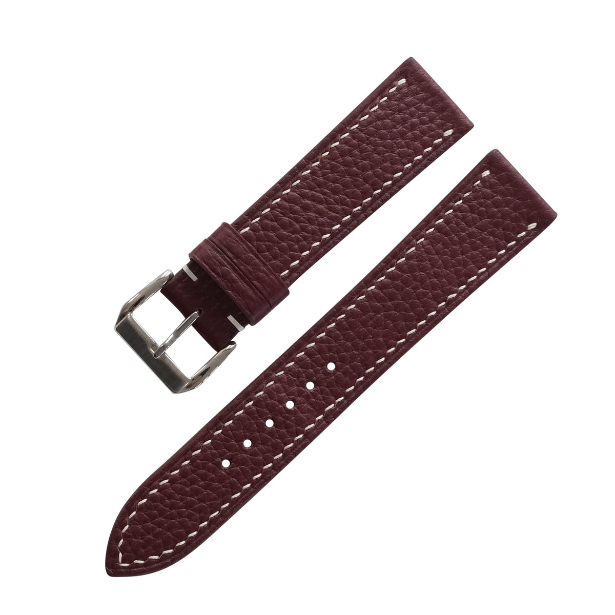 Flat Burgundy Togo Leather Watch Strap