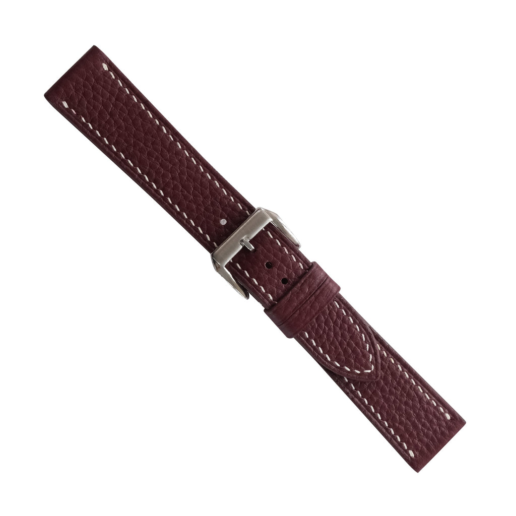 Flat Burgundy Togo Leather Watch Strap