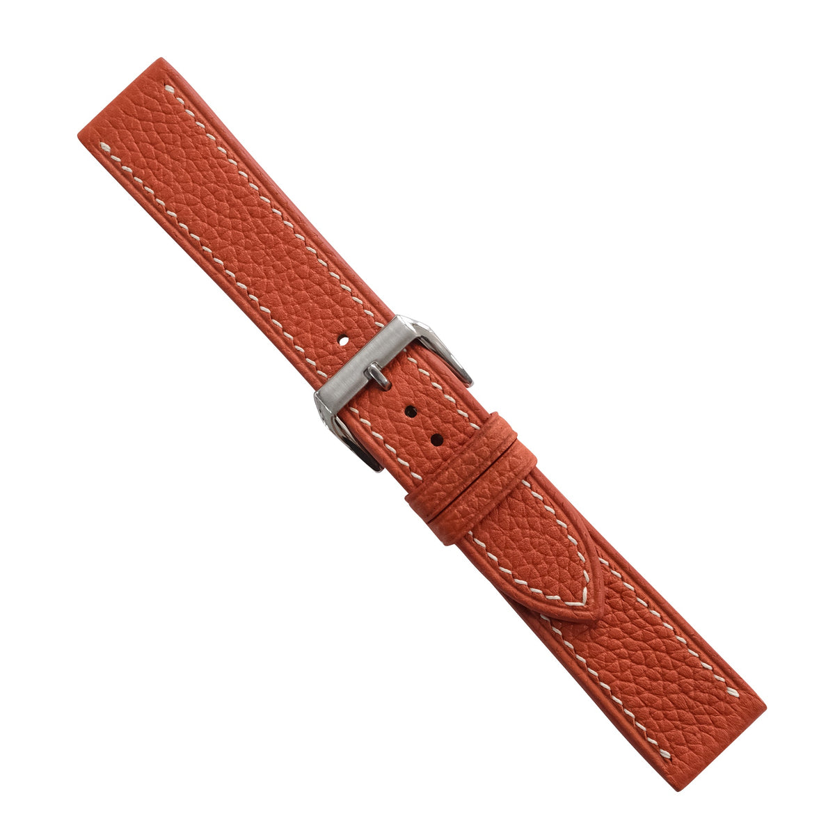 Flat Burnt Orange Togo Leather Watch Strap