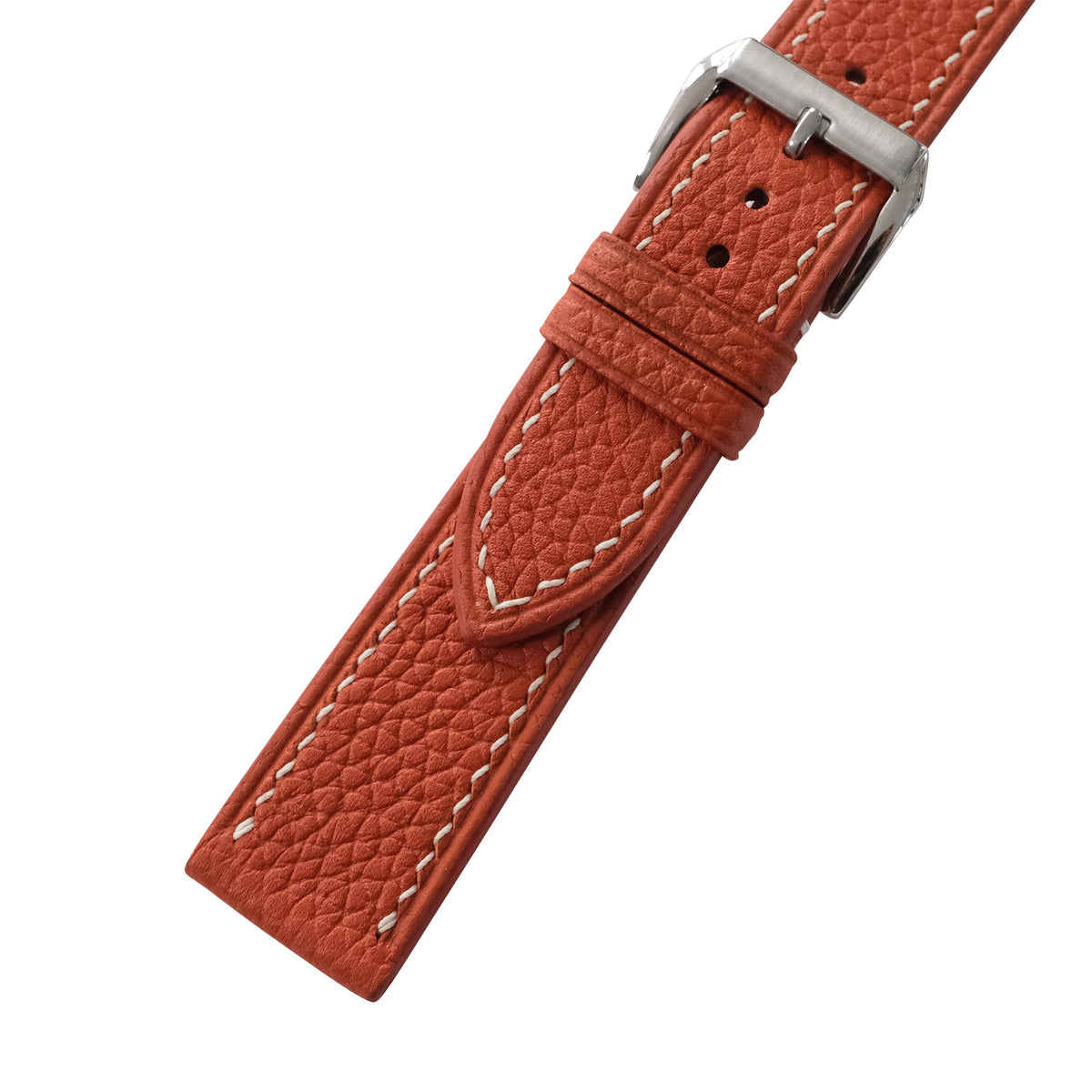 Flat Burnt Orange Togo Leather Watch Strap