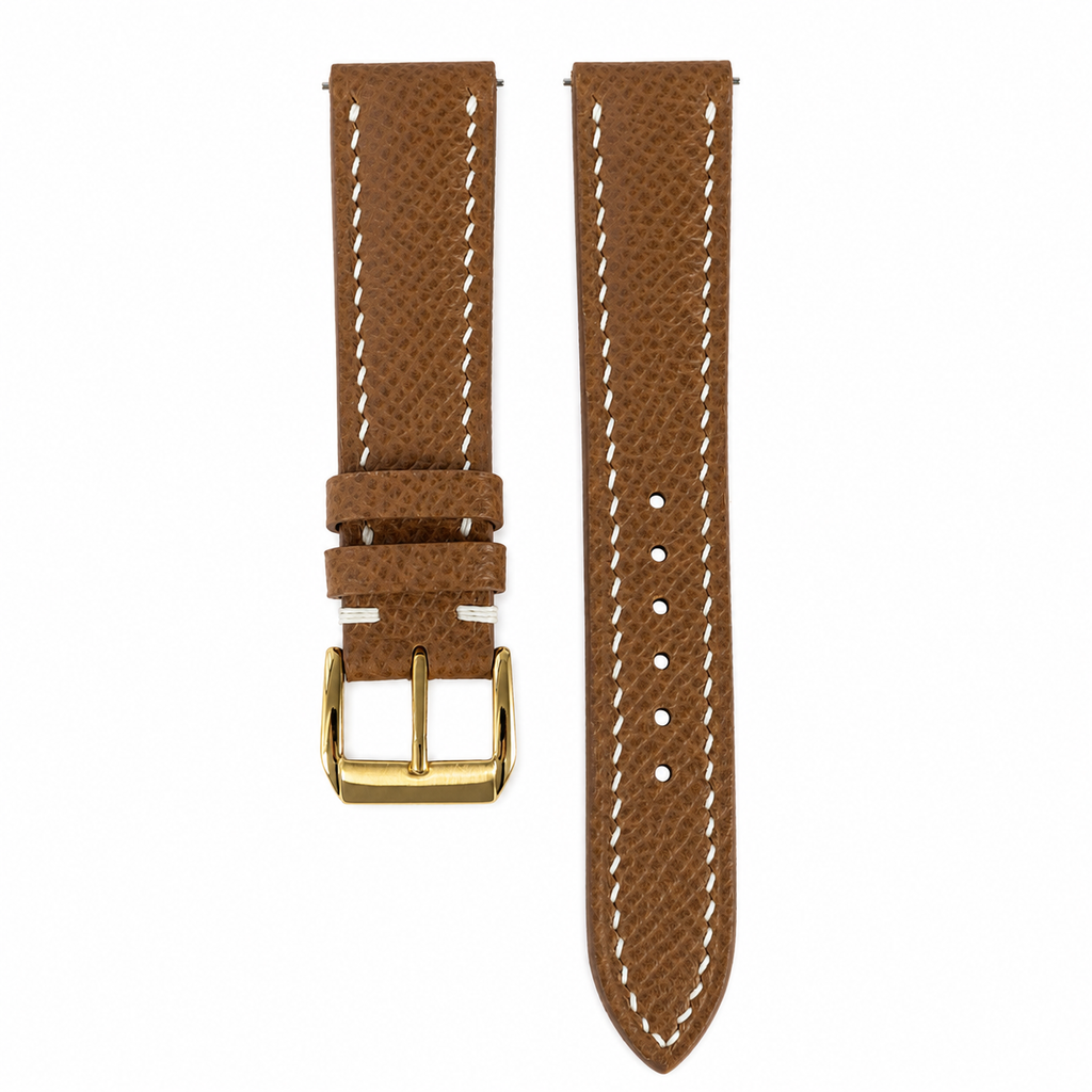 Flat Chestnut Brown Epsom Leather Watch Strap