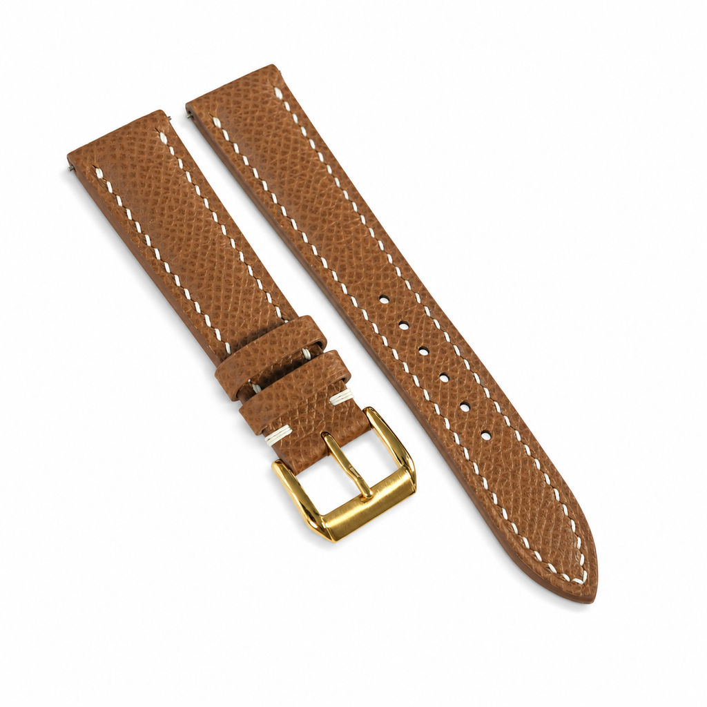 Flat Chestnut Brown Epsom Leather Watch Strap