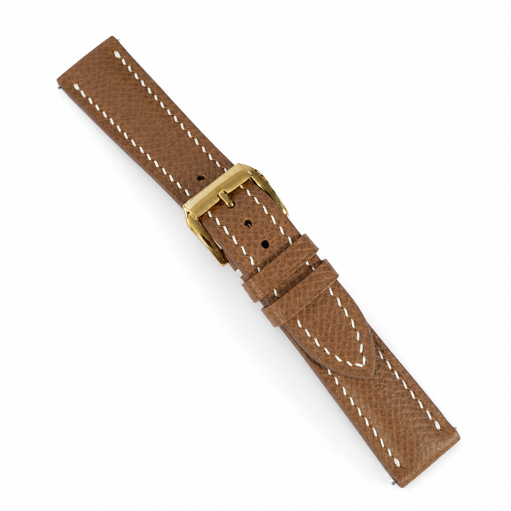 Flat Chestnut Brown Epsom Leather Watch Strap