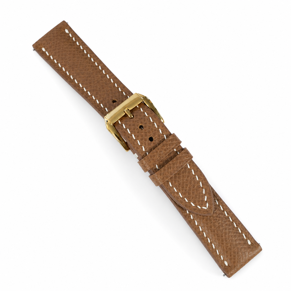 Flat Chestnut Brown Epsom Leather Watch Strap