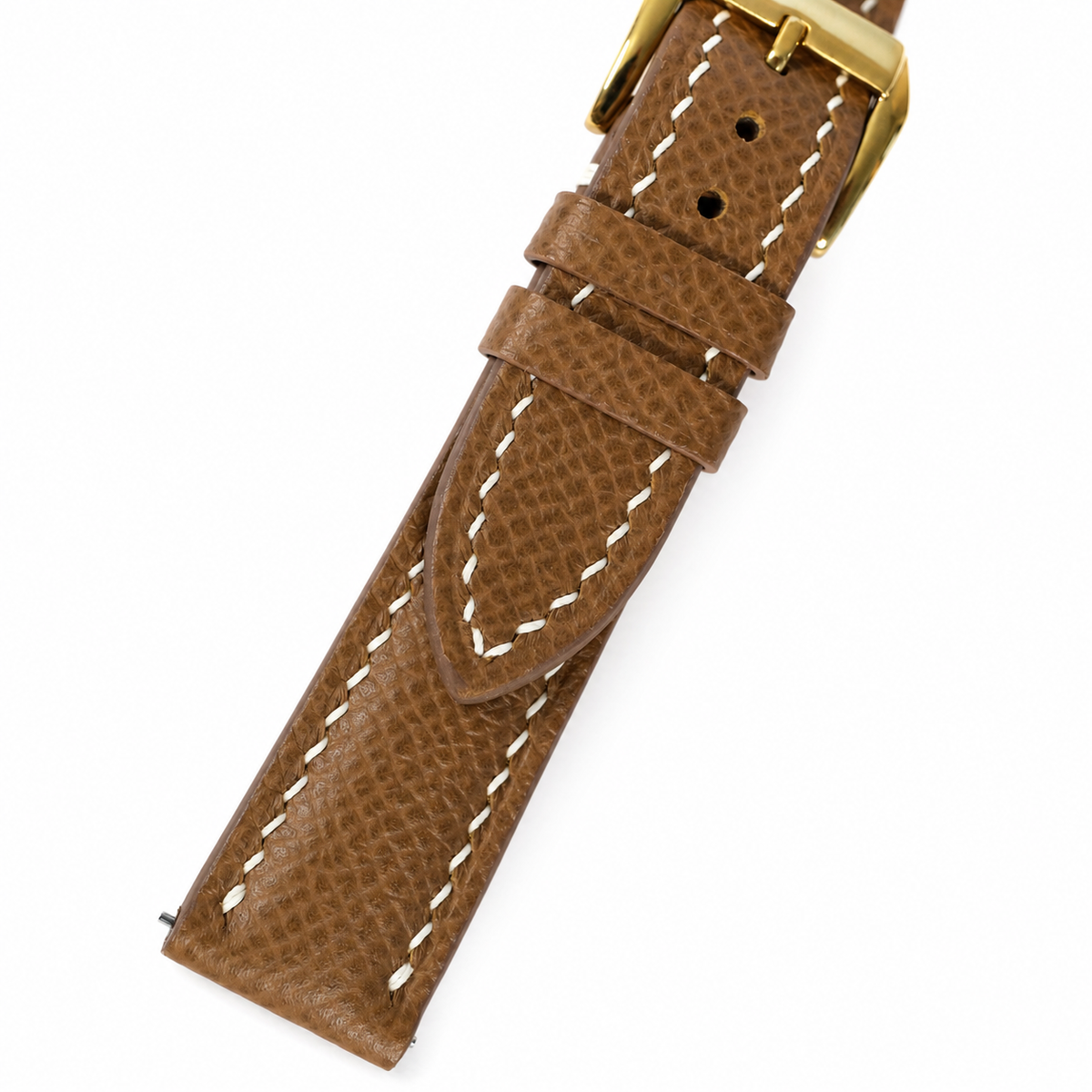 Flat Chestnut Brown Epsom Leather Watch Strap