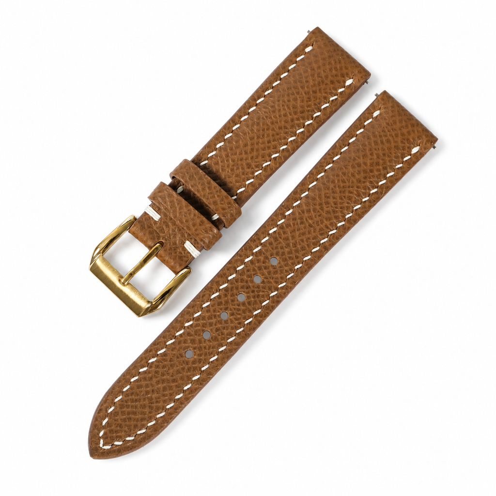 Flat Chestnut Brown Epsom Leather Watch Strap