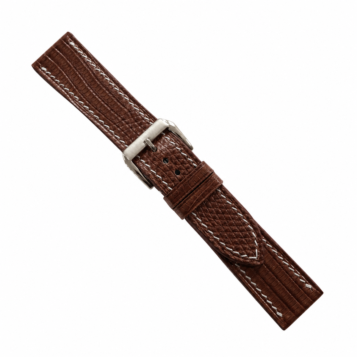 Flat Chocolate Brown Lizard Leather Watch Strap