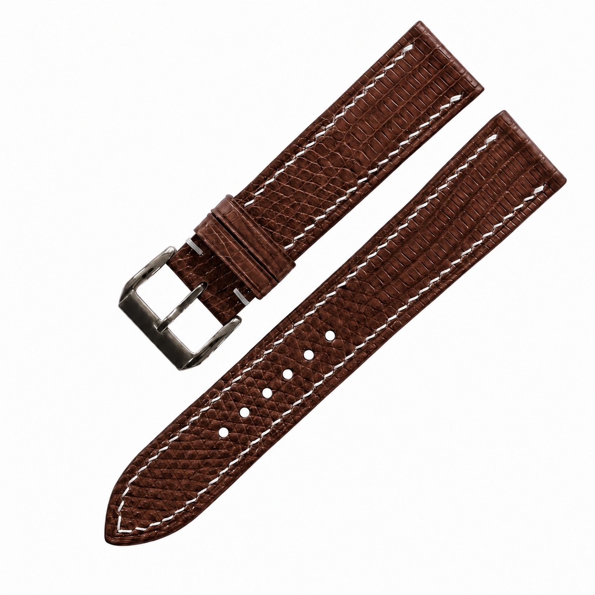 Flat Chocolate Brown Lizard Leather Watch Strap