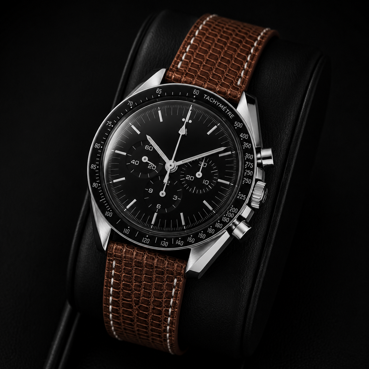 Flat Chocolate Brown Lizard Leather Watch Strap