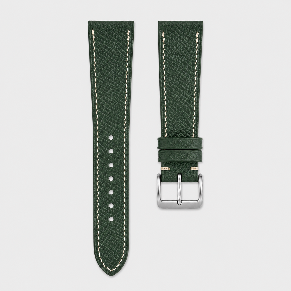 Flat Forest Green Epsom Leather Watch Strap