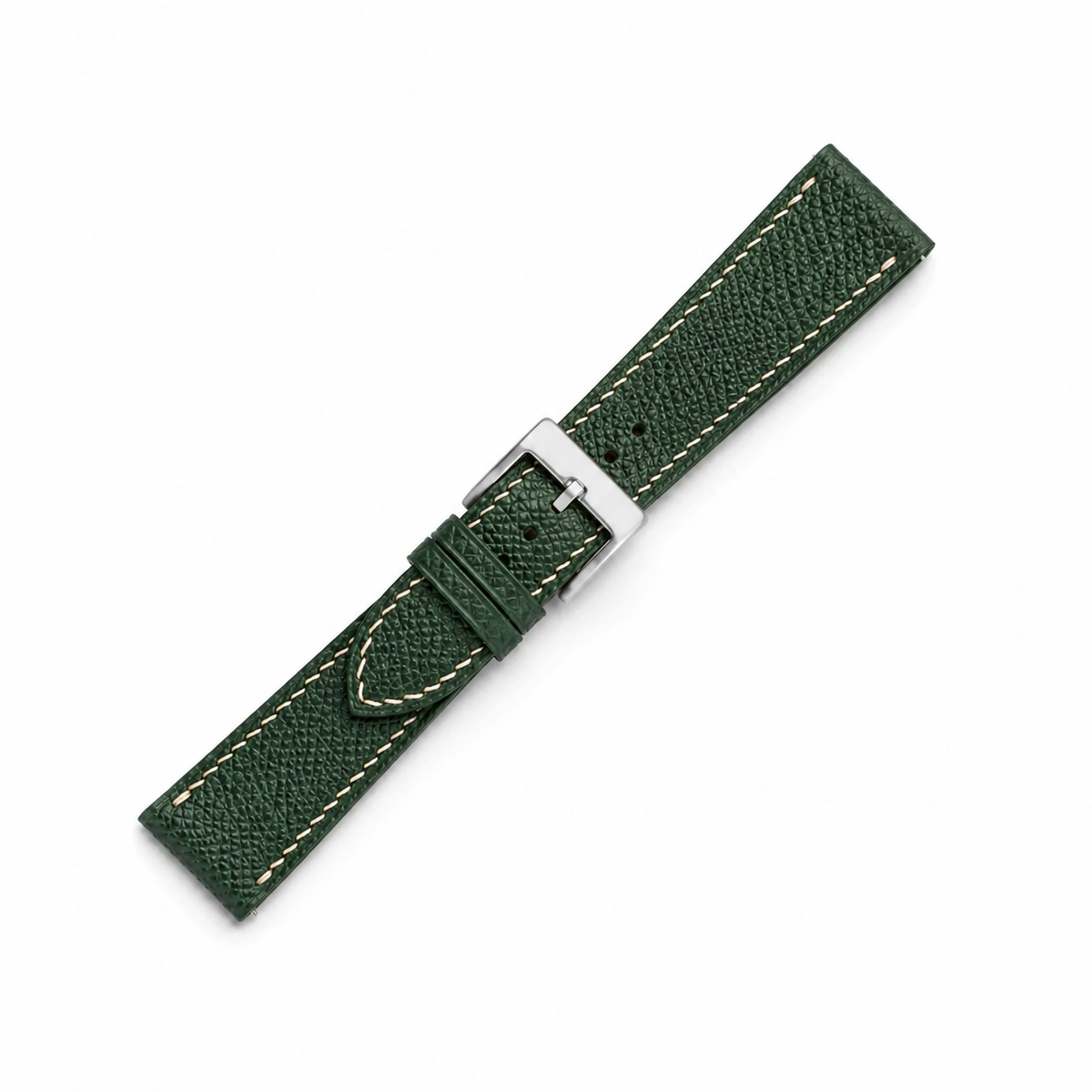 Flat Forest Green Epsom Leather Watch Strap
