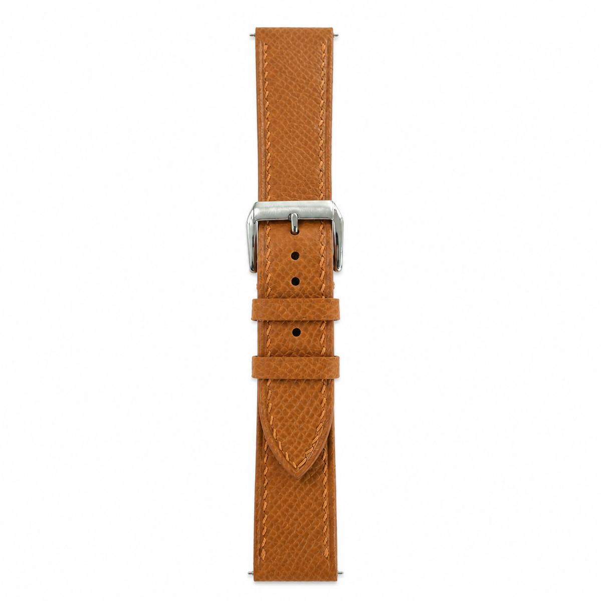 Flat Gold Caramel Epsom Leather Watch Strap