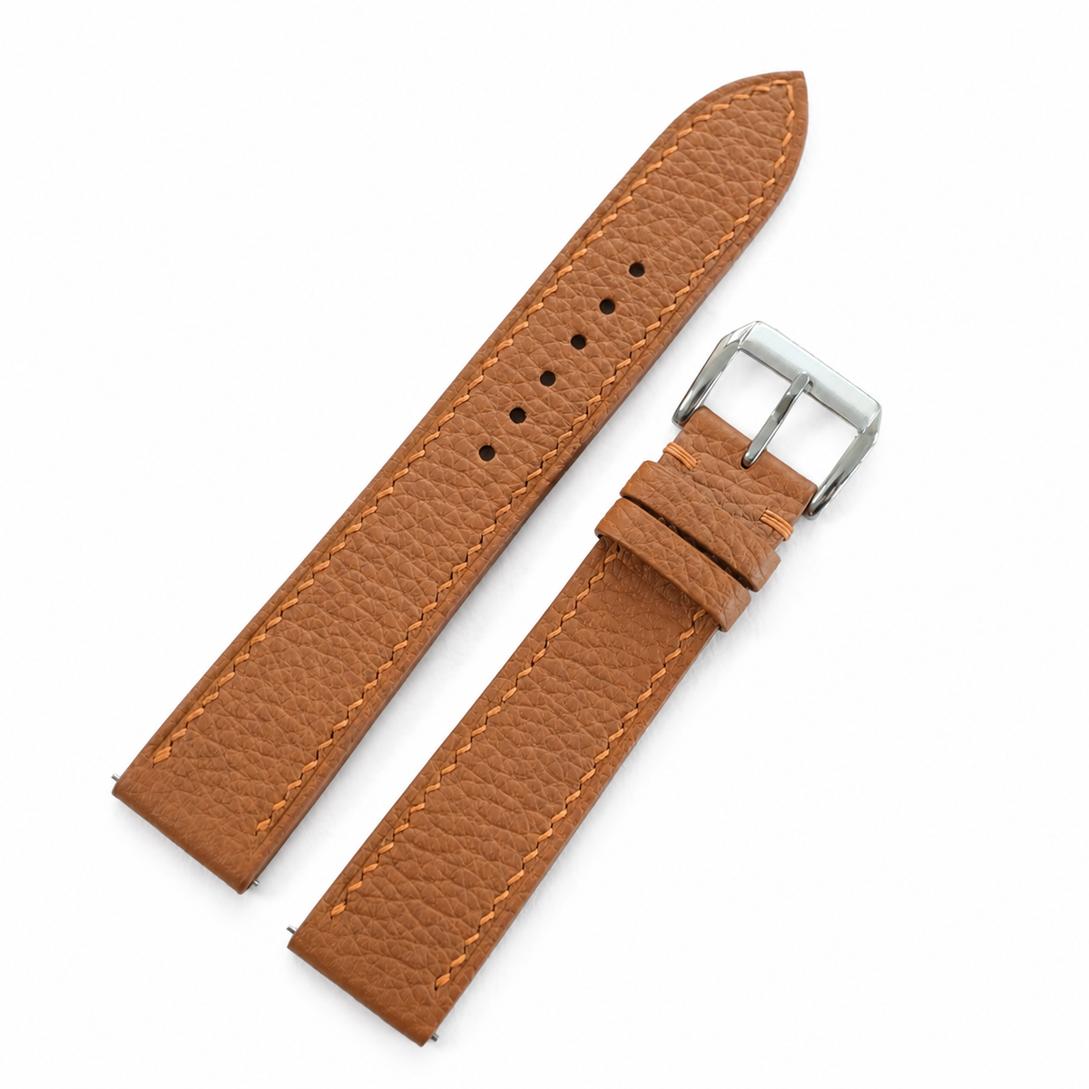 Flat Gold Caramel Togo Leather Watch Strap