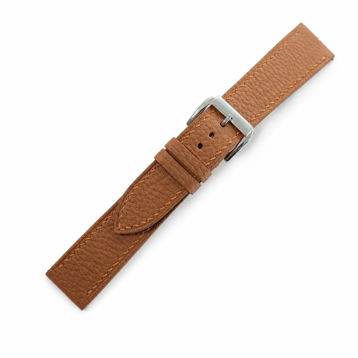 Flat Gold Caramel Togo Leather Watch Strap
