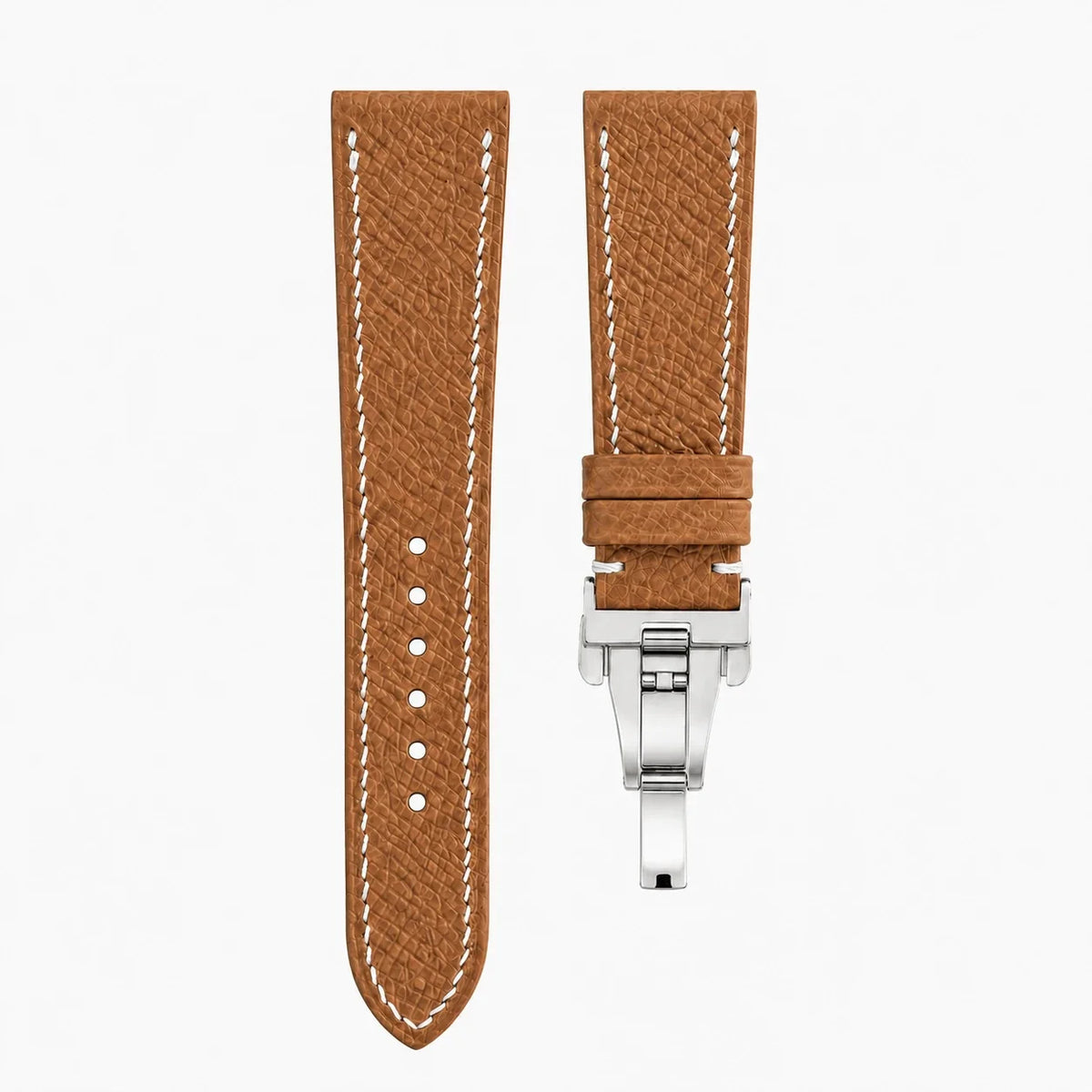 Flat Gold Epsom Leather Watch Strap