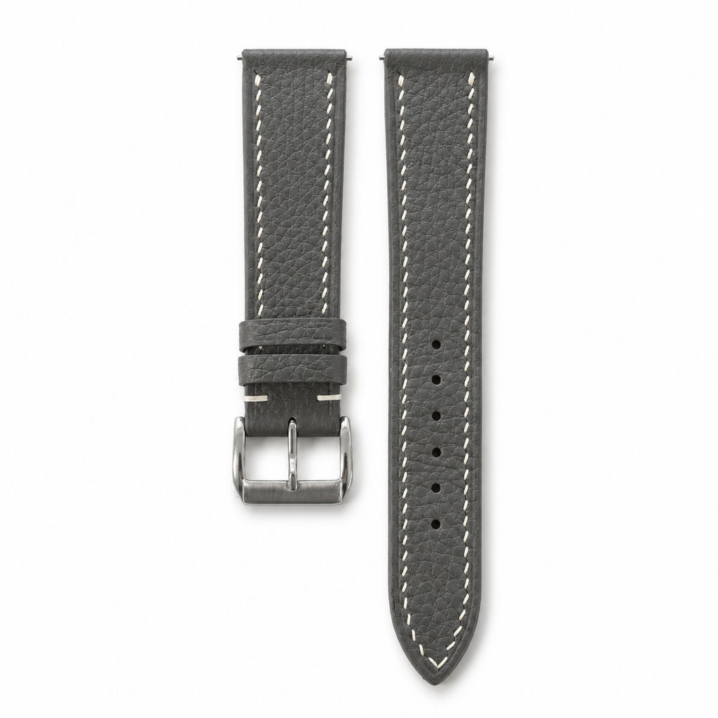 Flat Graphite Gray Togo Leather Watch Strap